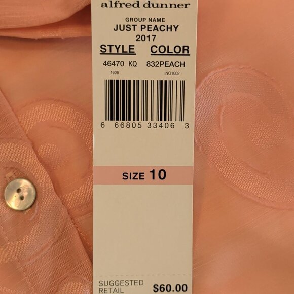 NEW Alfred Dunner Sz 10 3 piece Women's Top Peach Embroidered Sheer 3/4 Sleeves - Picture 9 of 10